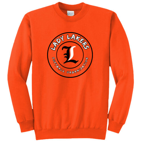 Lady Lakers Softball Black - White Front Design LL5 on a Port & Company® - Core Fleece Crewneck Sweatshirt Thumbnail