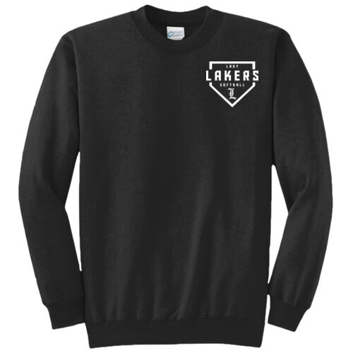 Lady Lakers Softball White Left Chest Design LL1 on a Port & Company®  - Core Fleece Crewneck Sweatshirt Thumbnail