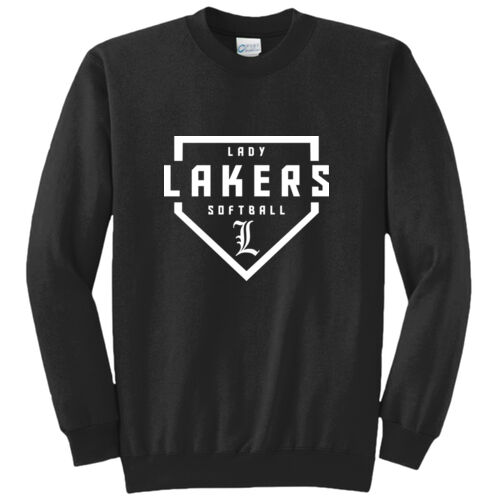 Lady Lakers Softball White Front Design LL1 on a Port & Company®  - Core Fleece Crewneck Sweatshirt Thumbnail
