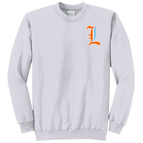 Paris Lakers Orange - Blue Left Chest Design L1 on a Port & Company® - Core Fleece Crewneck Sweatshirt Thumbnail
