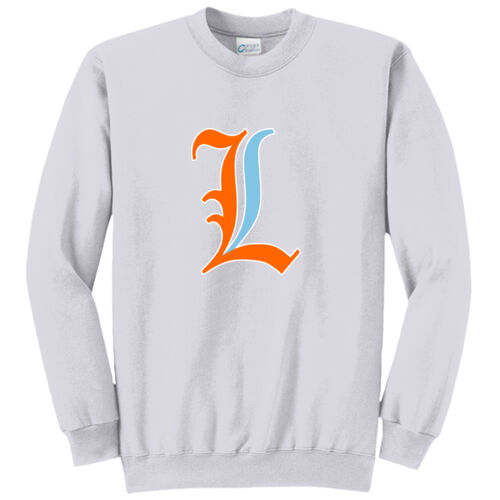 Paris Lakers Orange - Blue Front Design L1 on a Port & Company® - Core Fleece Crewneck Sweatshirt Thumbnail