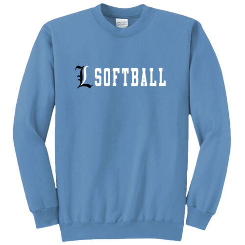 Lady Lakers Softball Black - White Front Chest Design LL4 on a Port & Company® - Core Fleece Crewneck Sweatshirt Thumbnail