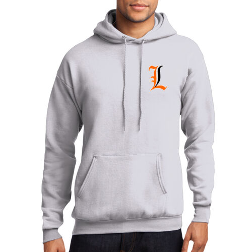 Paris Lakers Orange - Black Left Chest Design L1 on a Port & Company® - Core Fleece Pullover Hooded Sweatshirt Thumbnail