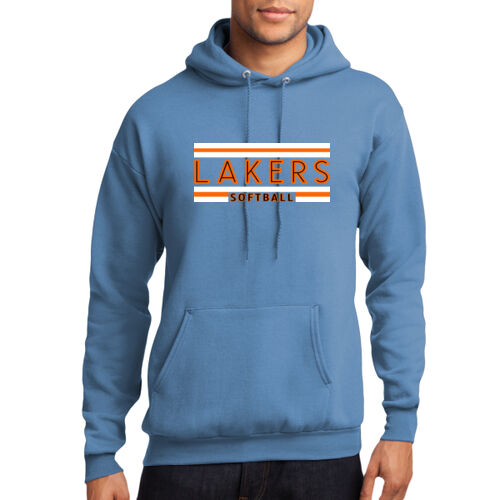 Lady Lakers Softball Orange - Black Front Design LL2 on a Port & Company® - Core Fleece Pullover Hooded Sweatshirt Thumbnail
