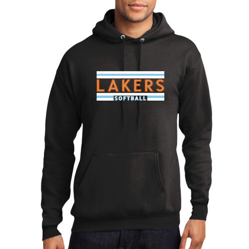 Lady Lakers Softball Orange - Blue Front Design LL2 on a Port & Company® - Core Fleece Pullover Hooded Sweatshirt Thumbnail