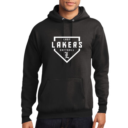Lady Lakers Softball White Front Design LL1 on a Port & Company® - Core Fleece Pullover Hooded Sweatshirt Thumbnail