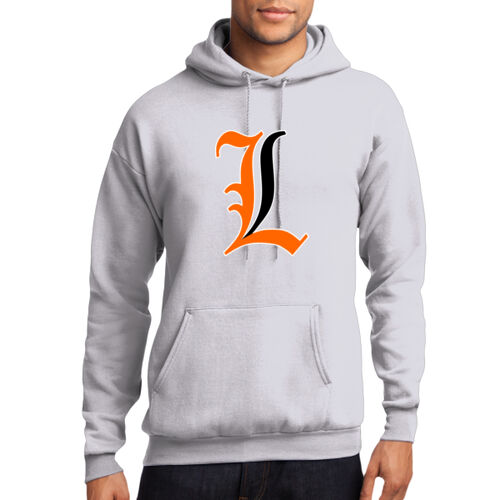 Paris Lakers Orange - Black Front Design L1 on a Port & Company® - Core Fleece Pullover Hooded Sweatshirt Thumbnail