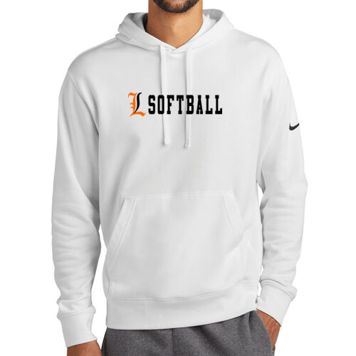 Lady Lakers Softball Orange - Black Front Design LL4 on a Nike® - Club Fleece Sleeve Swoosh Pullover Hoodie Thumbnail