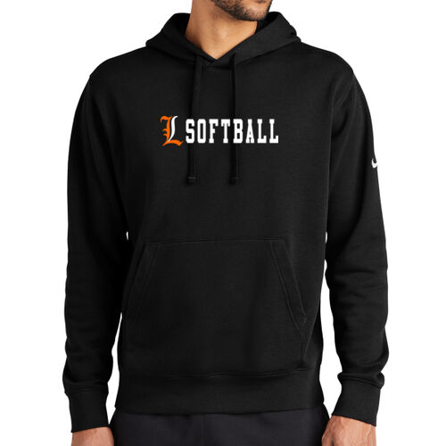 Lady Lakers Softball Orange - White Front Design LL4 on a Nike® - Club Fleece Sleeve Swoosh Pullover Hoodie Thumbnail