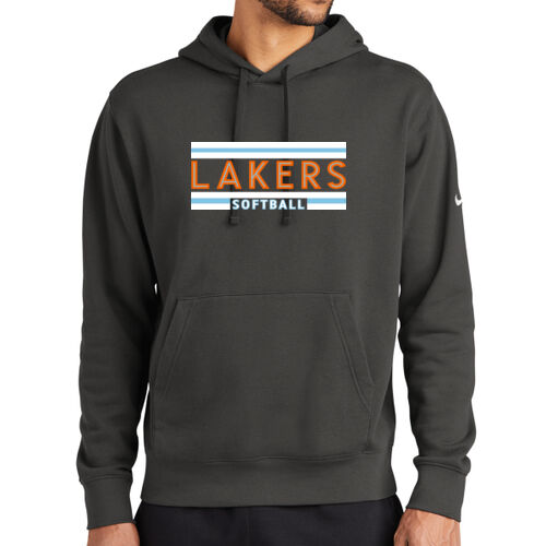 Lady Lakers Softball Orange - Blue Front Design LL2 on a Nike® - Club Fleece Sleeve Swoosh Pullover Hoodie Thumbnail