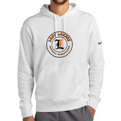 Lady Lakers Softball Black - Orange Front Design LL5 on a Nike® - Club Fleece Sleeve Swoosh Pullover Hoodie Thumbnail