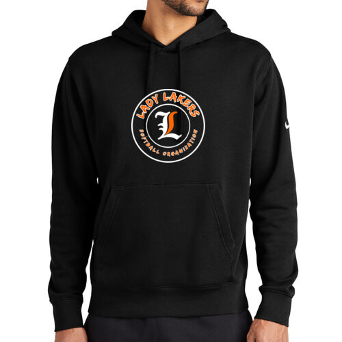 Lady Lakers Softball White - Orange Front Design LL5 on a Nike® - Club Fleece Sleeve Swoosh Pullover Hoodie Thumbnail