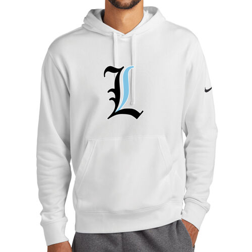 Paris Lakers Black - Blue Front Design L1 on a Nike® - Club Fleece Sleeve Swoosh Pullover Hoodie Thumbnail