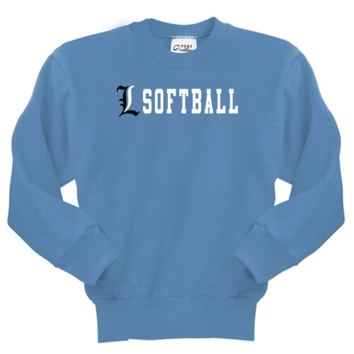 Lady Lakers Softball Black - White Front Chest Design LL4 on a Port & Company® - Youth Core Fleece Crewneck Sweatshirt Thumbnail