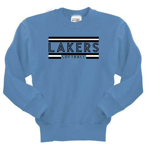 Lady Lakers Softball White - Black Front Design LL2 on a Port & Company® - Youth Core Fleece Crewneck Sweatshirt Thumbnail