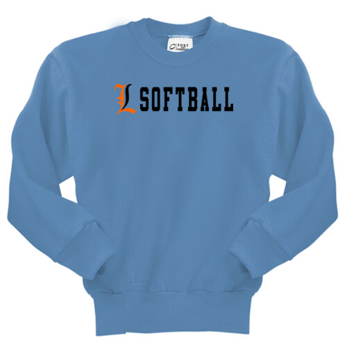 Lady Lakers Softball Orange - Black Front Design LL4 on a Port & Company® - Youth Core Fleece Crewneck Sweatshirt Thumbnail