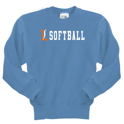 Lady Lakers Softball Orange - White Front Design LL4 on a Port & Company® - Youth Core Fleece Crewneck Sweatshirt Thumbnail