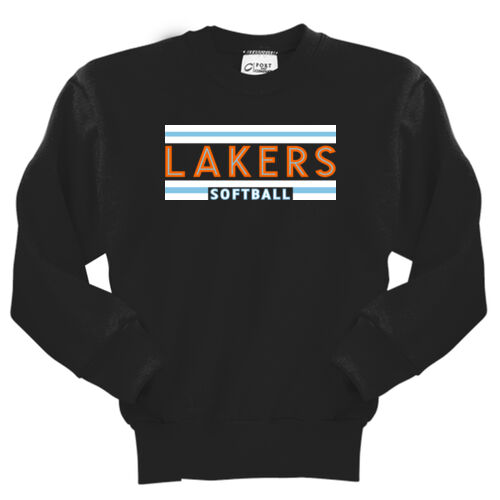 Lady Lakers Softball Orange - Blue Front Design LL2 on a Port & Company® - Youth Core Fleece Crewneck Sweatshirt Thumbnail