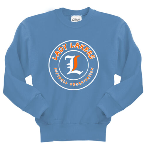 Lady Lakers Softball White - Orange Front Design LL5 on a Port & Company® - Youth Core Fleece Crewneck Sweatshirt Thumbnail