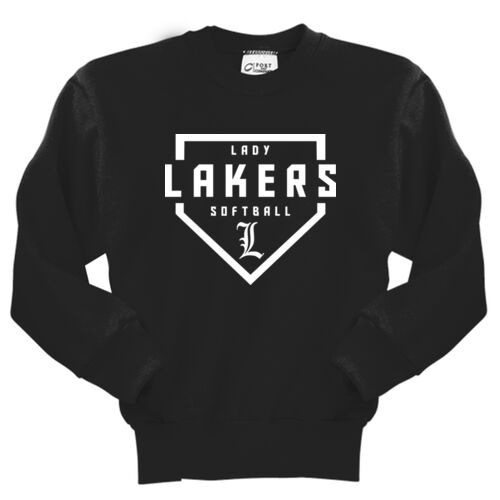 Lady Lakers Softball White Front Design LL1 on a Port & Company® - Youth Core Fleece Crewneck Sweatshirt Thumbnail