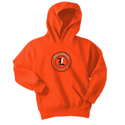 Lady Lakers Softball Black - White Front Design LL5 on a Port & Company® - Youth Core Fleece Pullover Hooded Sweatshirt Thumbnail