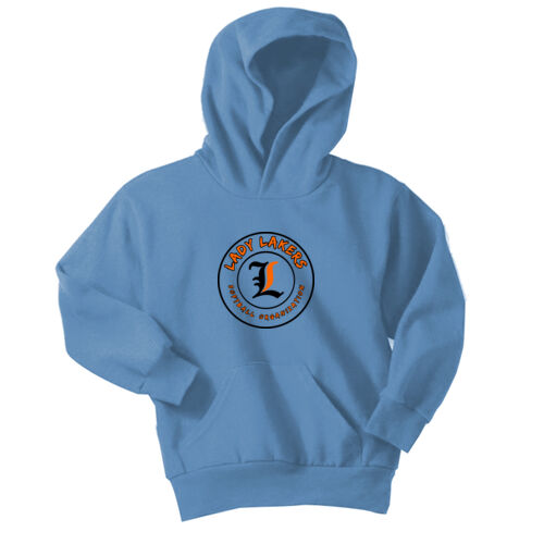 Lady Lakers Softball Black - Orange Front Design LL5 on a Port & Company® - Youth Core Fleece Pullover Hooded Sweatshirt Thumbnail