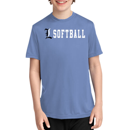 Lady Lakers Softball Black - White Front Chest Design LL4 on a Port & Company® - Youth Performance Tee Thumbnail