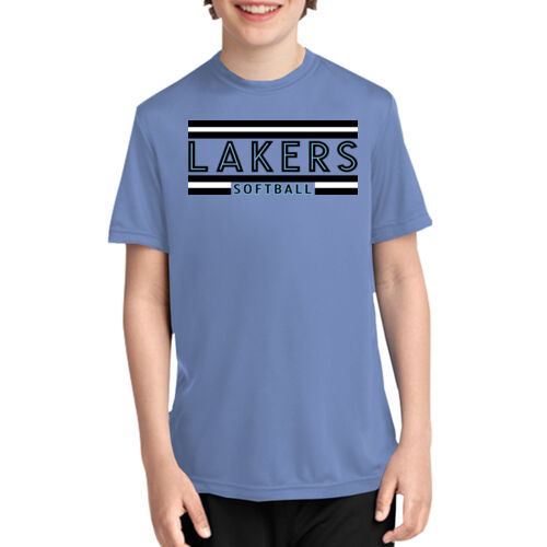 Lady Lakers Softball White - Black Front Design LL2 on a Port & Company® - Youth Performance Tee Thumbnail