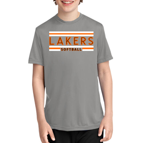 Lady Lakers Softball Orange - Black Front Design LL2 on a Port & Company® - Youth Performance Tee Thumbnail