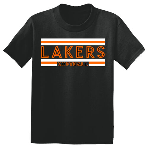 Lady Lakers Softball Orange - Black Front Design LL2 on a Sport-Tek® - Youth PosiCharge ® Competitor Tee Thumbnail