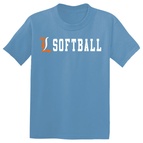 Lady Lakers Softball Orange - White Front Design LL4 on a Sport-Tek® - Youth PosiCharge ® Competitor Tee Thumbnail