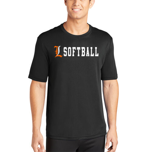 Lady Lakers Softball Orange - White Front Design LL4 on a Sport-Tek® - PosiCharge ® Competitor Tee Thumbnail