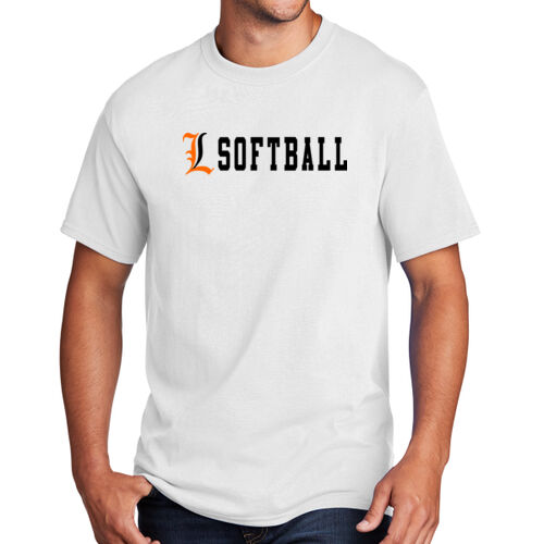 Lady Lakers Softball Orange - Black Front Chest Design LL4 on a Port & Company®  - Core Cotton Tee Thumbnail