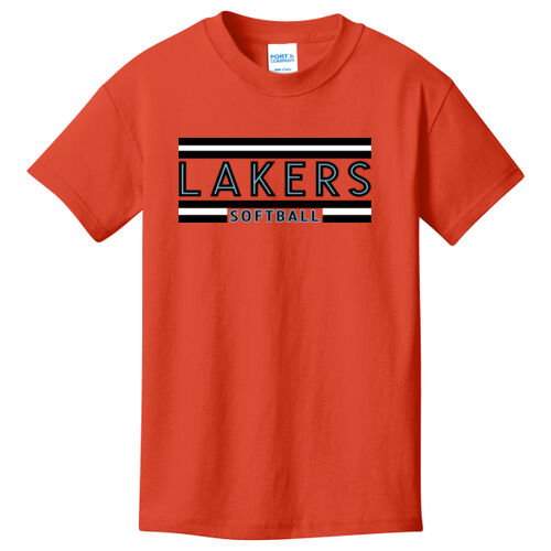 Lady Lakers Softball White - Black Front Design LL2 on a Port & Company®  - Youth Core Cotton Tee Thumbnail