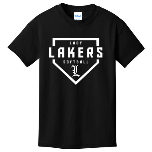 Lady Lakers Softball White Front Design LL1 on a Port & Company® - Youth Core Cotton Tee Thumbnail
