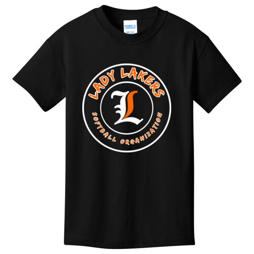 Lady Lakers Softball White - Orange Front Design LL5 on a Port & Company® - Youth Core Cotton Tee Thumbnail