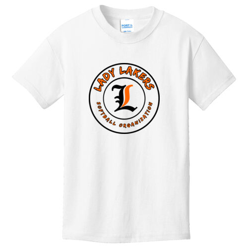 Lady Lakers Softball Black - Orange Front Design LL5 on a Port & Company® - Youth Core Cotton Tee Thumbnail
