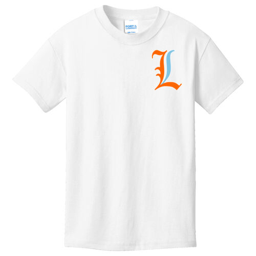 Paris Lakers Orange - Blue Left Chest Design L1 on a Port & Company® - Youth Core Cotton Tee Thumbnail