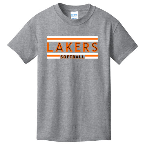 Lady Lakers Softball Orange - Black Front Design LL2 on a Port & Company® - Youth Core Cotton Tee Thumbnail