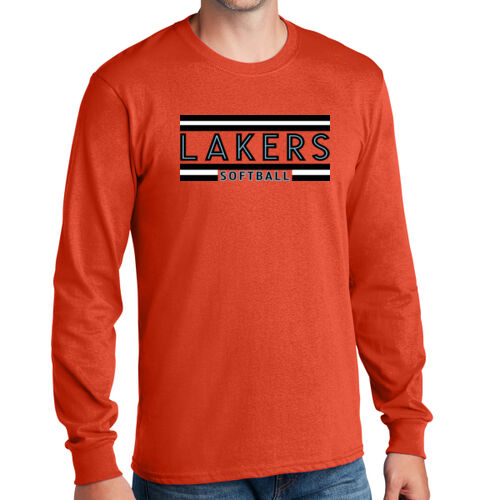 Lady Lakers Softball White - Black Front Design LL2 on a Port & Company® - Long Sleeve Core Cotton Tee Thumbnail