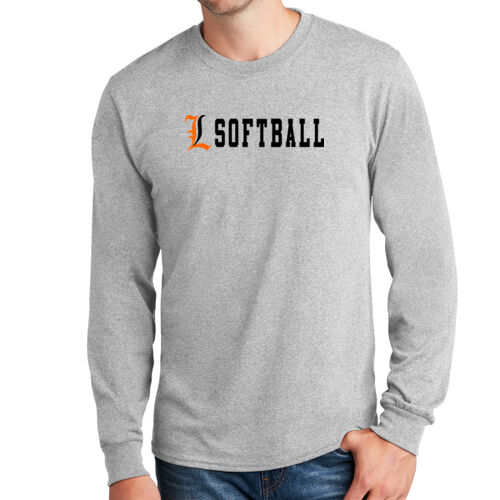 Lady Lakers Softball Orange - Black Front Chest Design LL4 on a Port & Company® - Long Sleeve Core Cotton Tee Thumbnail