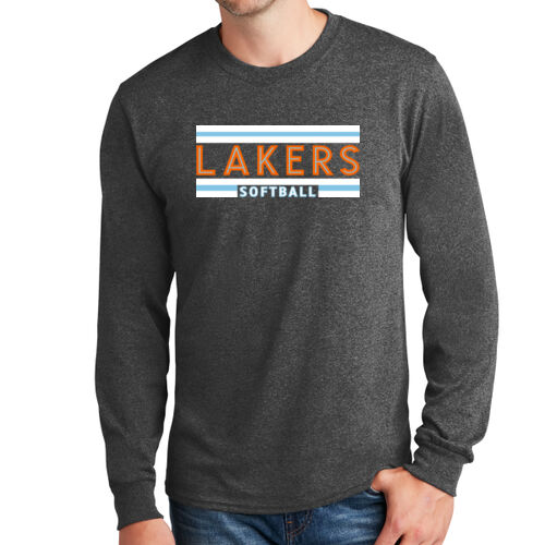Lady Lakers Softball Orange - Blue Front Design LL2 on a Port & Company®  - Long Sleeve Core Cotton Tee Thumbnail
