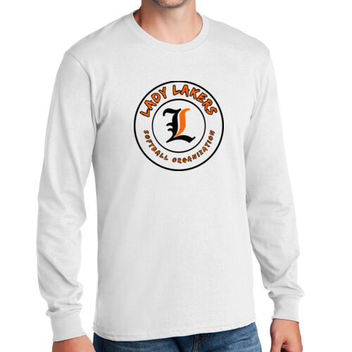 Lady Lakers Softball Black - Orange Front Design LL5 on a Port & Company® - Long Sleeve Core Cotton Tee Thumbnail