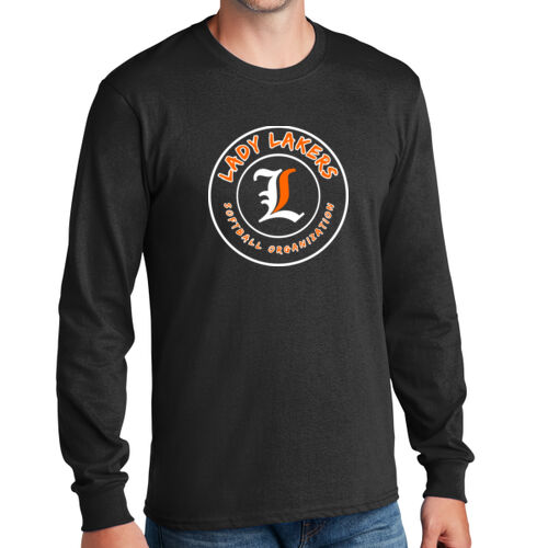 Lady Lakers Softball White - Orange Front Design LL5 on a Port & Company® - Long Sleeve Core Cotton Tee Thumbnail