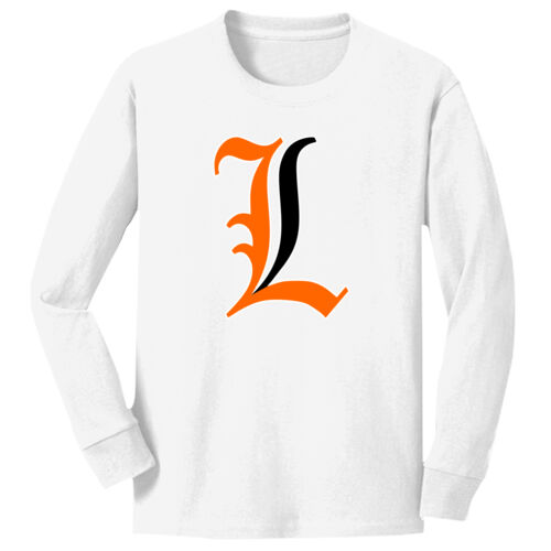 Paris Lakers Orange - Black Front Design L1 on a Port & Company®  - Youth Long Sleeve Core Cotton Tee Thumbnail