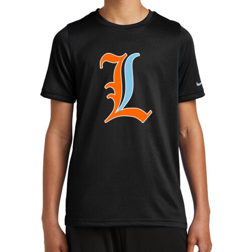Paris Lakers Orange - Blue Front Design L1 on a Port & Company®  - Youth Swoosh Sleeve rLegend Tee Thumbnail