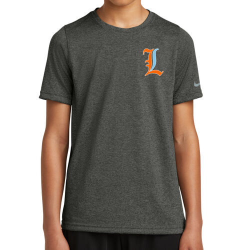 Paris Lakers Orange - Blue Left Chest Design L1 on a Port & Company®  - Youth Swoosh Sleeve rLegend Tee Thumbnail