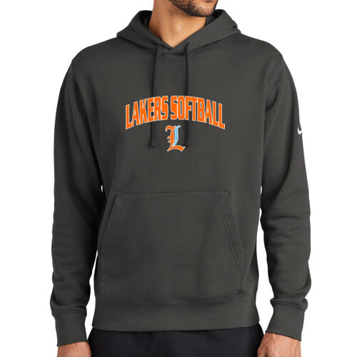 Lakers Softball Orange - Blue Front Design LS1 on a Nike® - Club Fleece Sleeve Swoosh Pullover Hoodie Thumbnail