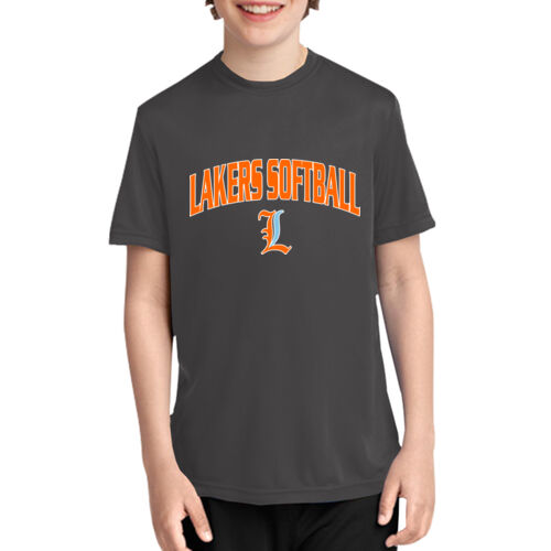 Lakers Softball Orange - Blue Front Design LS1 on a Port & Company® - Youth Performance Tee Thumbnail
