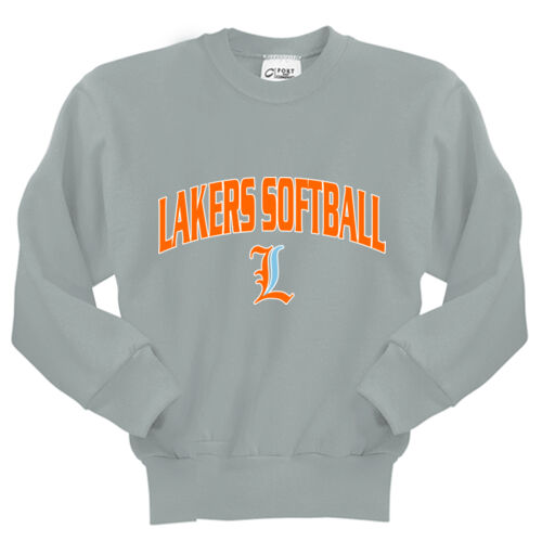 Lakers Softball Orange - Blue Front Design LS1 on a Port & Company® - Youth Core Fleece Crewneck Sweatshirt Thumbnail